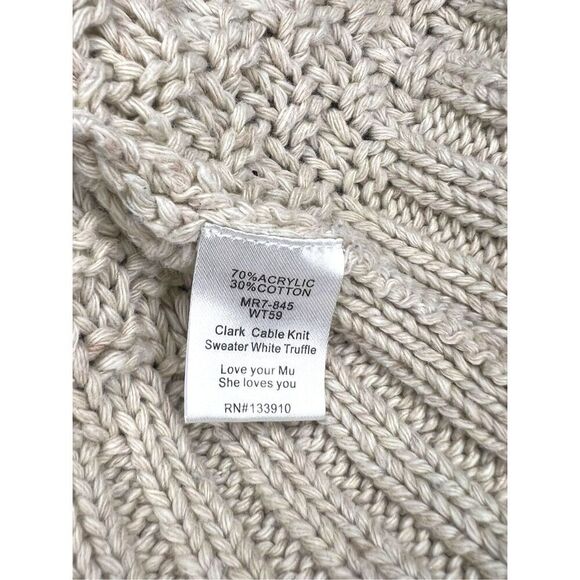 Show Me Your Mumu Women’s Small Clark Cable Knit Sweater White Truffle Crewneck - Picture 7 of 7